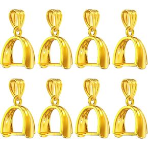 14K Gold Plated 925 Sterling Silver Pinch Bails for Jewelry Making Pendant Clasp Pinch Clip Bail Clasp 3 Sizes Pendant Jewelry Connector for Necklace Dangle Charm DIY Craft Making in Kuwait
