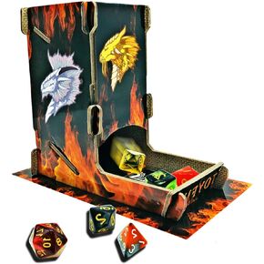 Dice Tower Kit Printed with Fire Design DND Dice Roller with Dragon Stickers for RPG, MTG and D&D Pathfinder Games… in Kuwait