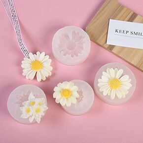 4 Pack Daisy Mold Flower Resin Mold Daisy Resin Casting Mold Resin Making Molds Silicone Mold for Candle Home Decorate Mold Candle Making Mold 3D Animal Mold