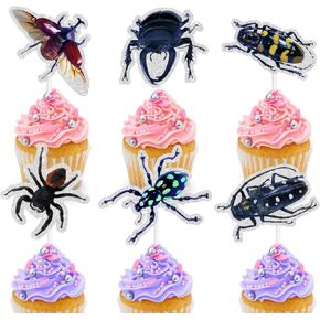 Beetle Theme Cupcake Toppers 18-PC Set - Beetle Theme Birthday Party, Insect Theme Party, Baby Shower Party Decoration Loved by Boys or Girls
