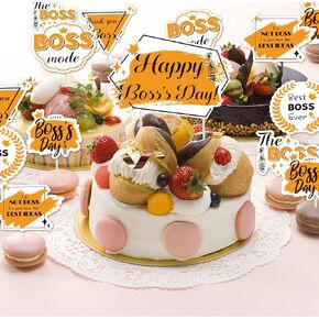 Happy Boss’s Day Party Supplies Cake Cupcake Toppers 7 Styles Best Boss Ever Party Supplies Cupcake Picks Decorations for Boss’s Birthday Party Favors, Set of 37