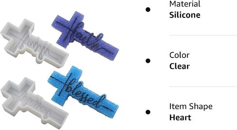 2Pcs Cross Freshie Molds, Blessed and Faith Cross Pendant Car Freshie Molds, Large Oven Safe Silicone Molds for Freshies, Freshies Supplies Molds for Baking Aroma Beads, Resin, DIY Gifts, Home Decor in Saudi Arabia
