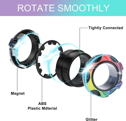 12PCS Fidget Toys for Kids, Magnetic Ring Fidget Toys, ADHD Anxiety Relief Decompression Finger Magnetic Ring, Funny Gifts Kids Magnetic Spinner Ring for Boys Girls (A) in Saudi Arabia