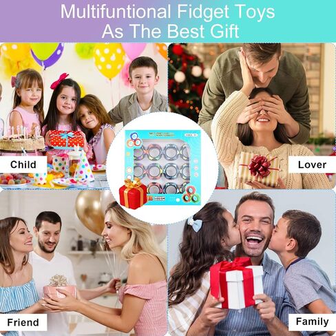 12PCS Fidget Toys for Kids, Magnetic Ring Fidget Toys, ADHD Anxiety Relief Decompression Finger Magnetic Ring, Funny Gifts Kids Magnetic Spinner Ring for Boys Girls (A) in Saudi Arabia