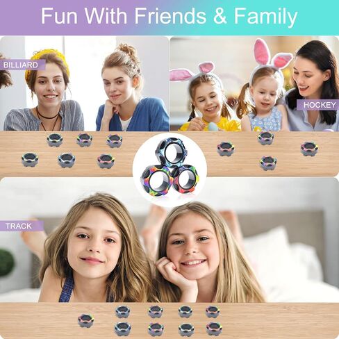 12PCS Fidget Toys for Kids, Magnetic Ring Fidget Toys, ADHD Anxiety Relief Decompression Finger Magnetic Ring, Funny Gifts Kids Magnetic Spinner Ring for Boys Girls (A) in Saudi Arabia