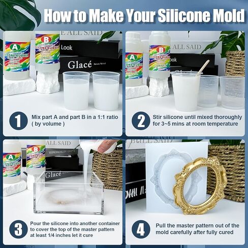 مجموعة صنع قوالب السيليكون من WEYSTOM، 20 أمبير مطاط السيليكون السائل 91.72 أونصة/2.6 كجم، قالب سيليكون سريع المعالجة، سيليكون لصنع القالب الأخضر - نسبة المزيج = 1A: 1B، لصب الراتنج والصابون والشموع والطين in Kuwait