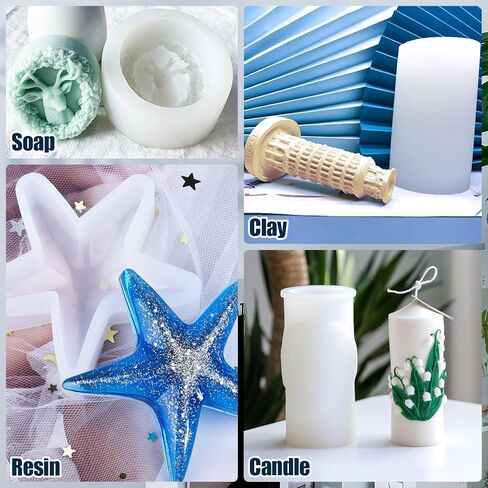 مجموعة صنع قوالب السيليكون من WEYSTOM، 20 أمبير مطاط السيليكون السائل 91.72 أونصة/2.6 كجم، قالب سيليكون سريع المعالجة، سيليكون لصنع القالب الأخضر - نسبة المزيج = 1A: 1B، لصب الراتنج والصابون والشموع والطين in Kuwait