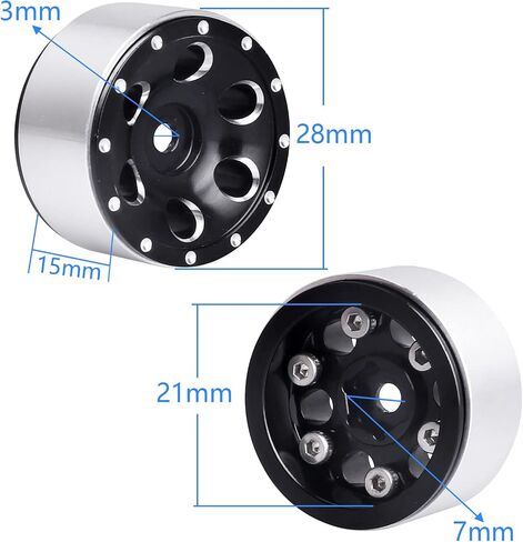 GoHobby 1.0 Beadlock Wheels 1" Micro Wheel Rims for All 1/24 Scale Axial SCX24 RC Crawler Car Upgrades Accessories in Saudi Arabia