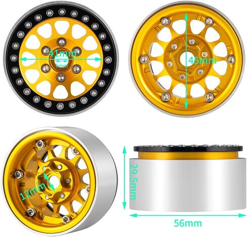 4Pcs RC Wheels 1.9 Aluminum Alloy Beadlock Wheel Rims for TRX4 Series Axial SCX10 AXI03007 RC Crawler Car (Black) in Saudi Arabia