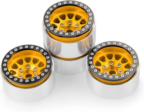 4Pcs RC Wheels 1.9 Aluminum Alloy Beadlock Wheel Rims for TRX4 Series Axial SCX10 AXI03007 RC Crawler Car (Black) in Saudi Arabia