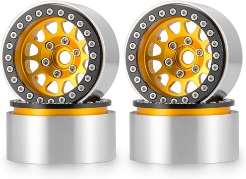 4Pcs RC Wheels 1.9 Aluminum Alloy Beadlock Wheel Rims for TRX4 Series Axial SCX10 AXI03007 RC Crawler Car (Black) in Saudi Arabia