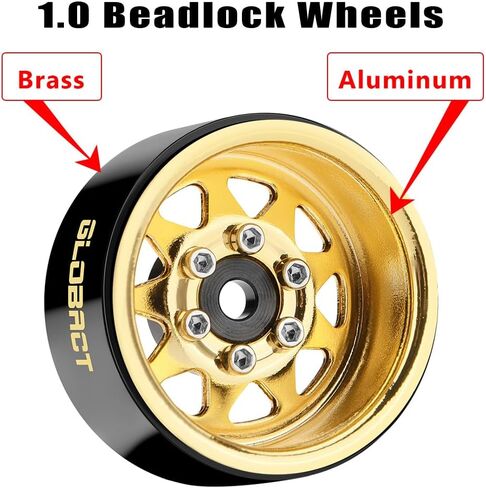 EPINON 1.0 إزاحة سلبية لعجلة Beadlock - محور عجلات 3 مم 1.0 بوصة مع حلقة نحاسية لأجزاء الزاحف TRX4M المحورية SCX24 AX24 FMS FCX24 1/18 1/24 RC (ذهبي وردي) in Kuwait