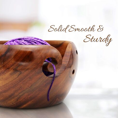 Yarn Bowls 7x4 inches for Crocheting. Wooden Yarn Bowl Holder for Knitting with Free Carry Pouch & 2 Crochet Hooks in Saudi Arabia