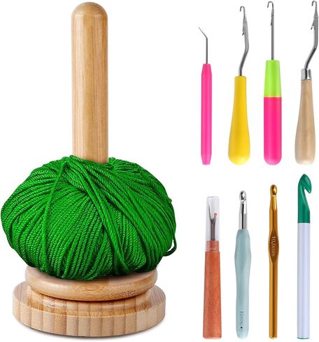 حامل بكرة الغزل الخشبي، رف تخزين بكرة الخيوط الكلاسيكية من Joyeee، لفافة كرة دوارة، موزع الغزل مع آلية التدوير لخياطة البكرة والحياكة والتطريز ومنع تشابك الغزل #1 in Kuwait