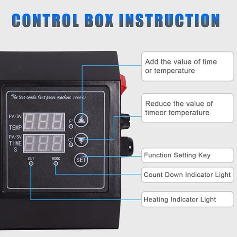 Upgraded Digital Box LED Controller of Heat Press Machine for 12 x 15 Inch K-Type Digital Heat Press Machine, Single Hole Heat Press Machine Temperature Control Box for T-Shirts/Mug/Plate/Cap in Kuwait