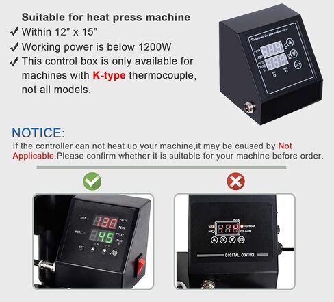 Upgraded Digital Box LED Controller of Heat Press Machine for 12 x 15 Inch K-Type Digital Heat Press Machine, Single Hole Heat Press Machine Temperature Control Box for T-Shirts/Mug/Plate/Cap in Kuwait