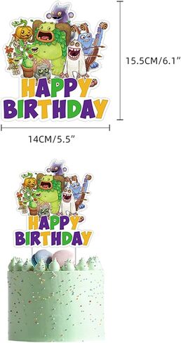 زينة حفلات عيد الميلاد ماي سينغ مونسترز تتضمن لافتة عيد ميلاد سعيد وبالونات وزينة للكب كيك وحوش الغناء in Kuwait