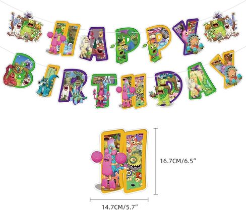 زينة حفلات عيد الميلاد ماي سينغ مونسترز تتضمن لافتة عيد ميلاد سعيد وبالونات وزينة للكب كيك وحوش الغناء in Kuwait