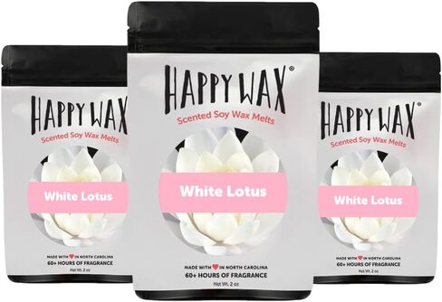 شمع الصويا اللوتس الأبيض من هابي واكس يذوب الشمع المعطر الممزوج بالزيوت العطرية، مثالي لإذابة الشمع أو المكعب أو سخان التارت - روائح الزهور واللوتس والمسك، 6 أونصة إجمالية متعددة العبوات in Kuwait