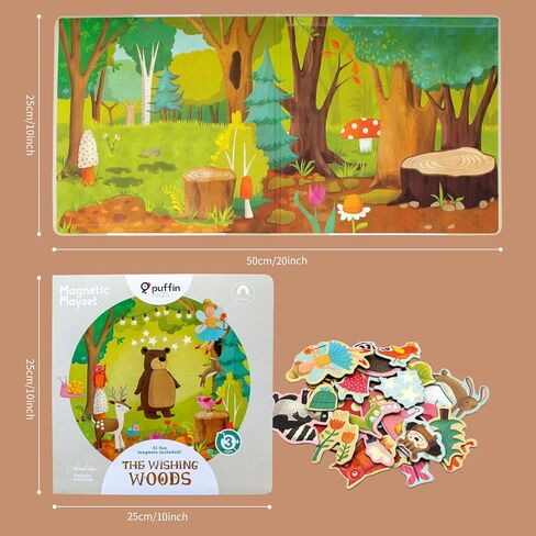 Kids Magnetic Playset Refrigerator Magnets, Wishing Wood & Kingdom for Todder Magnet Toy Magnetic Play Sticker 2 Books Cardboard in Kuwait