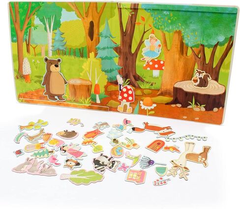 Kids Magnetic Playset Refrigerator Magnets, Wishing Wood & Kingdom for Todder Magnet Toy Magnetic Play Sticker 2 Books Cardboard in Kuwait