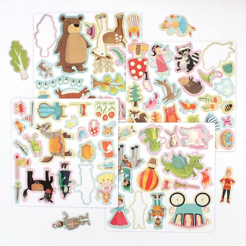 Kids Magnetic Playset Refrigerator Magnets, Wishing Wood & Kingdom for Todder Magnet Toy Magnetic Play Sticker 2 Books Cardboard in Kuwait