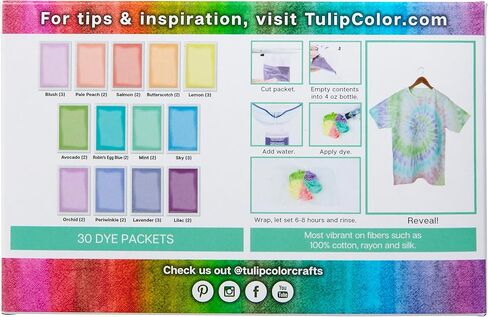 Tulip One-Step Tie-Dye Refills, Color Wheel, Permanent Fabric Dye, 30 Pack in Kuwait