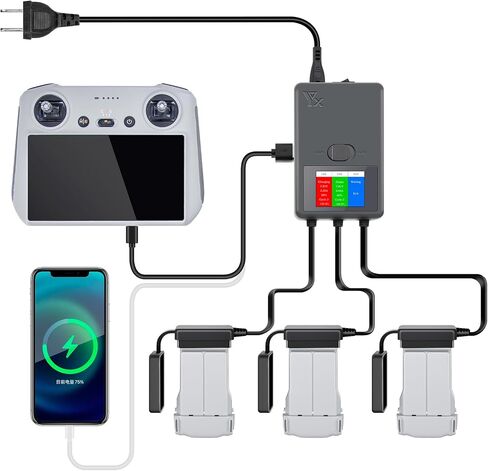 Hanatora LCD شاحن بطارية سريع لـ DJI Mini 3، Mini 3 Pro، شاشة متوازية سريعة متعددة محور الشحن ملحقات الطائرة بدون طيار in Saudi Arabia