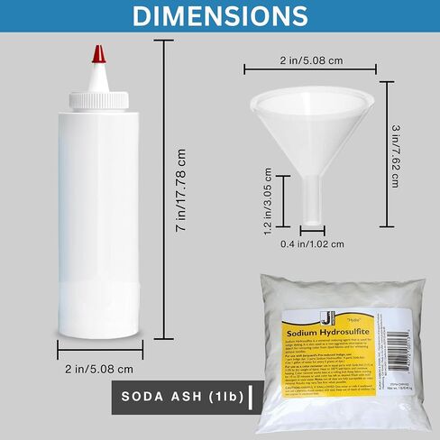 Jaqcard Soda Ash (1lb) - Dye Fixer - Includes 8oz Tie Dye Squeeze Bottles (6Pk) with 2" Funnel - Tie Dye Supplies - Perfect for Liquid or Powdered Fabric Dyes - Printing, Tie Dying, Batik, Shibori in Saudi Arabia