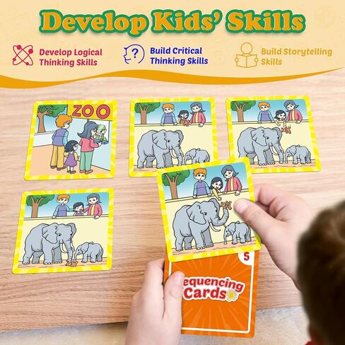 Sequencing Cards, Sequence Game for Kids, Speech Therapy Materials for Autism, Improve Storytelling,Social Skills, Sentence Building, Preschool Learning Activities for Classroom & Homeschool in Kuwait