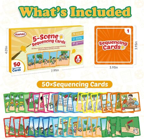Sequencing Cards, Sequence Game for Kids, Speech Therapy Materials for Autism, Improve Storytelling,Social Skills, Sentence Building, Preschool Learning Activities for Classroom & Homeschool in Kuwait