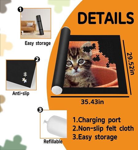 سجادة أحجية الصور المقطوعة قابلة للطي - 1500 1000 500 قطعة من اللباد الأسود غير القابل للانزلاق، هدايا لوحة الألغاز الكبيرة للبالغين والأطفال، حقيبة تخزين أنبوبية مضخة غراء قابلة للنفخ، غطاء حافظة سهل النقل in Kuwait