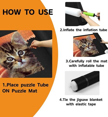 سجادة أحجية الصور المقطوعة قابلة للطي - 1500 1000 500 قطعة من اللباد الأسود غير القابل للانزلاق، هدايا لوحة الألغاز الكبيرة للبالغين والأطفال، حقيبة تخزين أنبوبية مضخة غراء قابلة للنفخ، غطاء حافظة سهل النقل in Kuwait