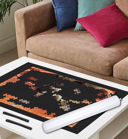 سجادة أحجية الصور المقطوعة قابلة للطي - 1500 1000 500 قطعة من اللباد الأسود غير القابل للانزلاق، هدايا لوحة الألغاز الكبيرة للبالغين والأطفال، حقيبة تخزين أنبوبية مضخة غراء قابلة للنفخ، غطاء حافظة سهل النقل in Kuwait