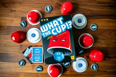 USAOPOLY What The Cup!? | Social Bluffing Dice Game | Featuring Handheld Dice Cups & D12 Dice | Spy, Swap, Steal The Winning Cup | 3-6 Players, Ages 12+ in Saudi Arabia