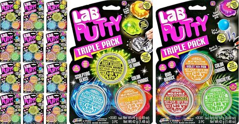 مجموعة سلايم من JA-RU Lab Putty Bundle (عبوة فيدجيت 2، 6 وحدات) ألعاب نطاطة متغيرة اللون، معجون مغناطيسي، سلايم يتوهج في الظلام، سلايم شفاف. لعبة المعجون العلاجي لتخفيف التوتر. لعبة حسية. 9580-2ص in Kuwait