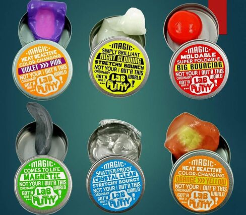 مجموعة سلايم من JA-RU Lab Putty Bundle (عبوة فيدجيت 2، 6 وحدات) ألعاب نطاطة متغيرة اللون، معجون مغناطيسي، سلايم يتوهج في الظلام، سلايم شفاف. لعبة المعجون العلاجي لتخفيف التوتر. لعبة حسية. 9580-2ص in Kuwait