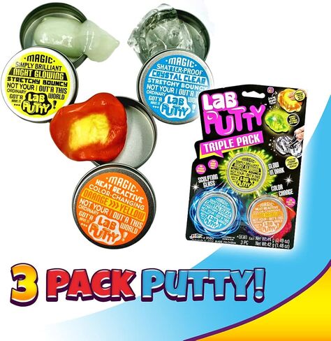 مجموعة سلايم من JA-RU Lab Putty Bundle (عبوة فيدجيت 2، 6 وحدات) ألعاب نطاطة متغيرة اللون، معجون مغناطيسي، سلايم يتوهج في الظلام، سلايم شفاف. لعبة المعجون العلاجي لتخفيف التوتر. لعبة حسية. 9580-2ص in Kuwait