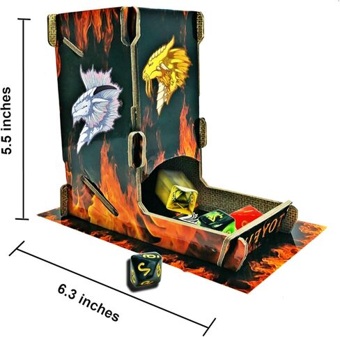 مجموعة برج النرد مطبوعة بتصميم فاير دي ان دي دايس رولر مع ملصقات دراجون لالعاب ار بي جي وام تي جي ودي اند دي باثفايندر in Kuwait