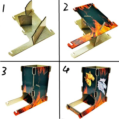مجموعة برج النرد مطبوعة بتصميم فاير دي ان دي دايس رولر مع ملصقات دراجون لالعاب ار بي جي وام تي جي ودي اند دي باثفايندر in Kuwait