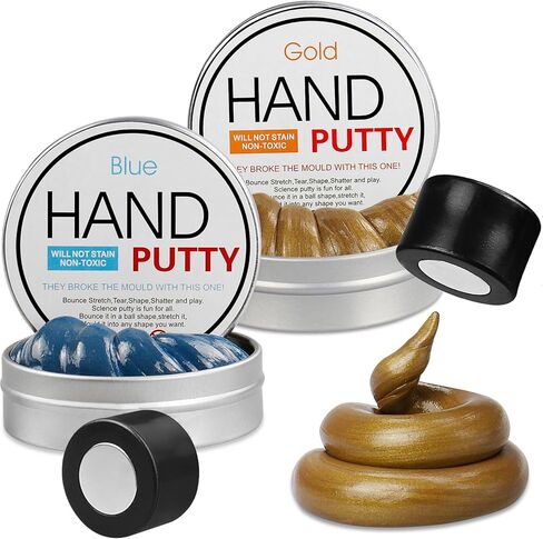 arfun 2 حزمة المعجون الوحل المغناطيسي مع المغناطيس، لينة ماجيك الوحل المعجون اليد المعجون تململ لعبة تخفيف التوتر التفكير لعبة تعليمية مع مغناطيس أكبر ترقية للبنين الفتيات البالغين (أسود، فضي) in Kuwait