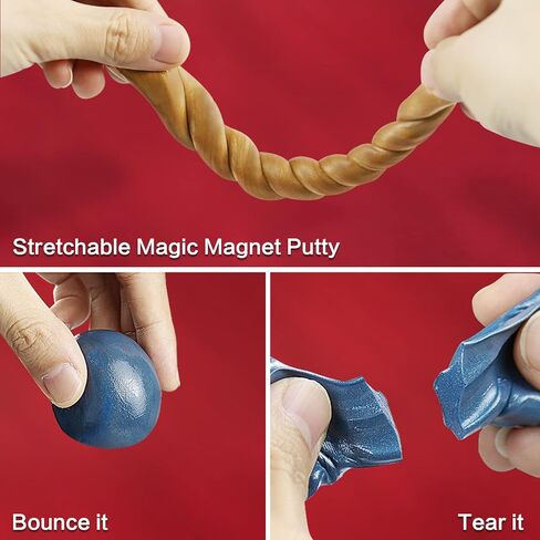 arfun 2 حزمة المعجون الوحل المغناطيسي مع المغناطيس، لينة ماجيك الوحل المعجون اليد المعجون تململ لعبة تخفيف التوتر التفكير لعبة تعليمية مع مغناطيس أكبر ترقية للبنين الفتيات البالغين (أسود، فضي) in Kuwait