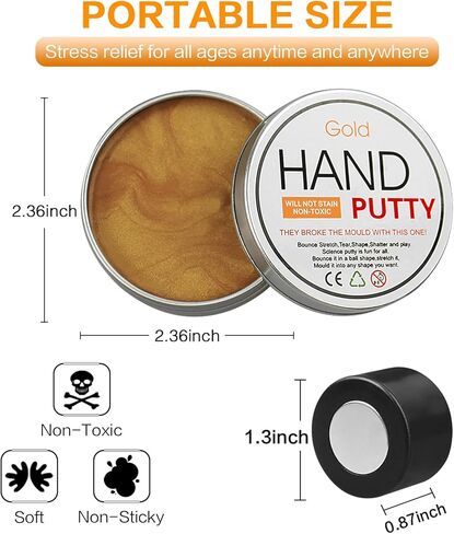 arfun 2 حزمة المعجون الوحل المغناطيسي مع المغناطيس، لينة ماجيك الوحل المعجون اليد المعجون تململ لعبة تخفيف التوتر التفكير لعبة تعليمية مع مغناطيس أكبر ترقية للبنين الفتيات البالغين (أسود، فضي) in Kuwait