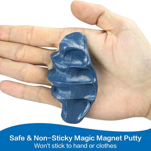 arfun 2 حزمة المعجون الوحل المغناطيسي مع المغناطيس، لينة ماجيك الوحل المعجون اليد المعجون تململ لعبة تخفيف التوتر التفكير لعبة تعليمية مع مغناطيس أكبر ترقية للبنين الفتيات البالغين (أسود، فضي) in Kuwait