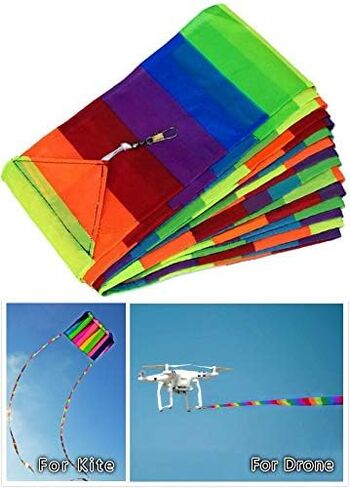 Double Fun 2 x 32 Feet (10M) Long Eye Catching Rainbow Tail for RC Drone, Kite, Air Show, Aerobatic Flight in Saudi Arabia