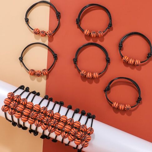 CHRIMISS 40 قطعة من أساور الحفلات الرياضية المفضلة مع خرز البيسبول وهدايا الحفلات الرياضية وأساور ملهمة قابلة للتعديل in Kuwait