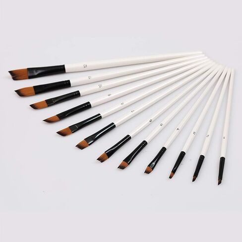 فرش رسم هوم إيدج، 24 قطعة من فرشاة طلاء الأكريليك المصنوعة من النايلون للألوان المائية والأكريليك والقماش والأظافر، مناسبة للفنانين والأطفال والفصول الدراسية ورأس مسطح + طرف in Kuwait