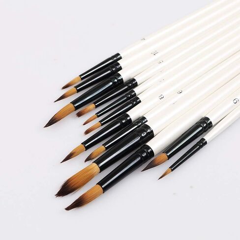 فرش رسم هوم إيدج، 24 قطعة من فرشاة طلاء الأكريليك المصنوعة من النايلون للألوان المائية والأكريليك والقماش والأظافر، مناسبة للفنانين والأطفال والفصول الدراسية ورأس مسطح + طرف in Kuwait