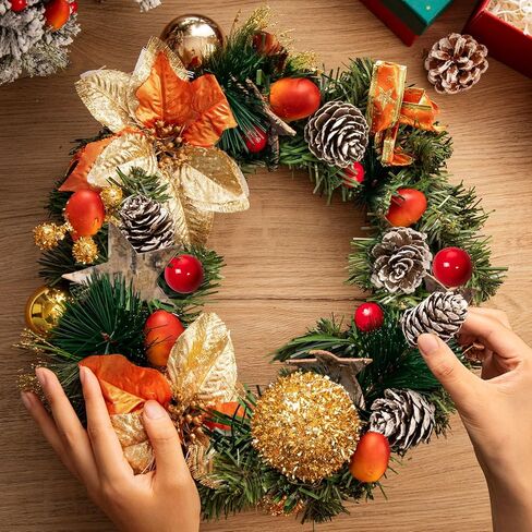 اتش تي زد ان اتش اكس تي مجموعة من 110 قطعة من مخاريط الصنوبر الاصطناعية، لوازم صنع اكليل الكريسماس، اكواز صنوبر طبيعي مزيف للشتاء والبلوط والتوت الاحمر والنجوم وابر الصنوبر لتزيين طاولة الكريسماس in Kuwait