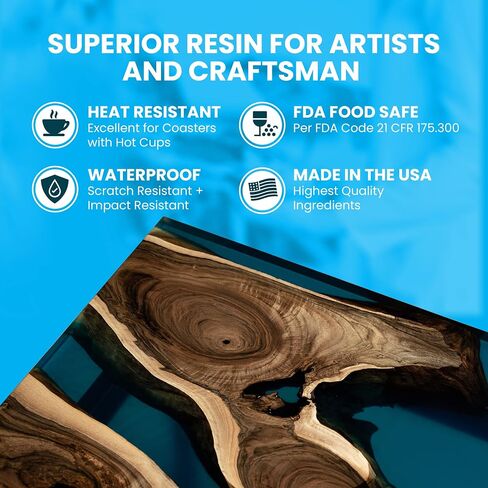 NAKED FUSION -Epoxy Resin Art Resin Diamond Clarity- Original Formula -The Artist's Resin for Coating, Resin Art, Geodes, Tabletop, Bar Top, Live Edge River Tables- Food Safe -Non-Toxic-2 Gallon KIT in Kuwait